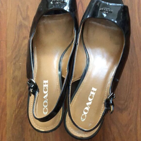 Coach patent leather and cork wedges size 9.5 black - Picture 12 of 15